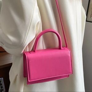 Hot pink vegan leather square crossbody bag y2k barbie